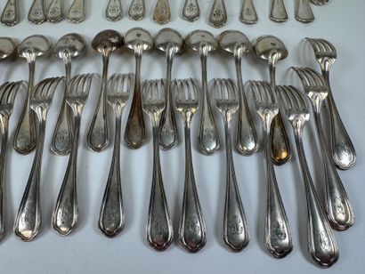 CHRISTOFLE. Silver-plated menagère set, fillet...