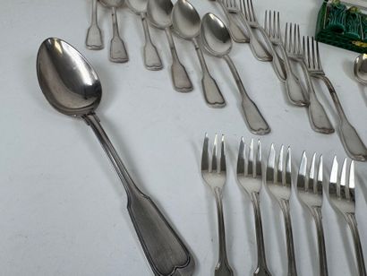 Part of a silver-plated table set, net pattern,...