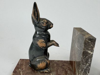 Pair of bookends in patinated regula with...