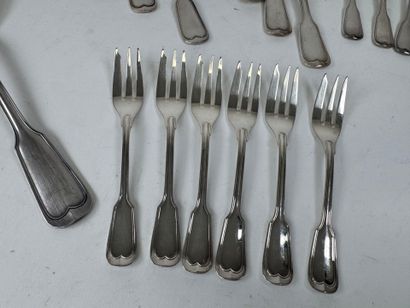 Part of a silver-plated table set, net pattern,...