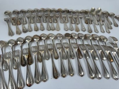 CHRISTOFLE. Silver-plated menagère set, fillet...