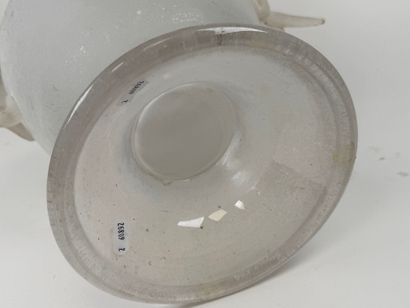 Blown and frosted glass vase on pedestal,...