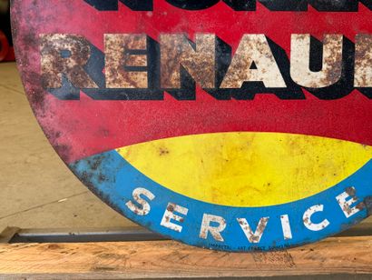 HUILES RENAULT. Circular advertising plate...