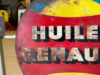 HUILES RENAULT. Circular advertising plate...