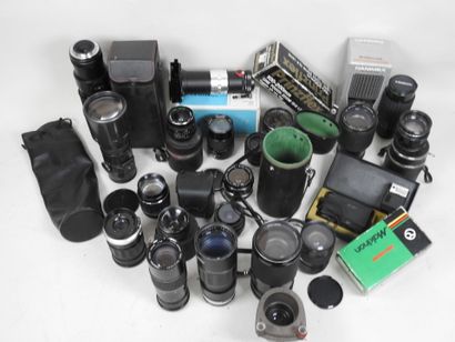 Set of about twenty camera lenses of various...