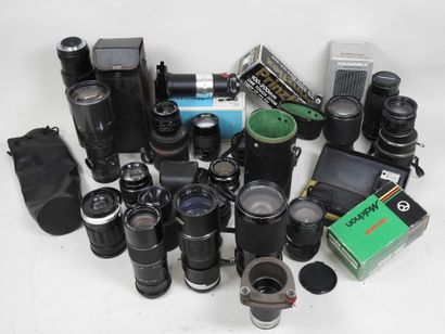 Set of about twenty camera lenses of various...