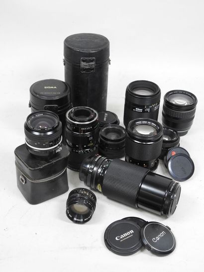 Set of ten lenses for various cameras, including...