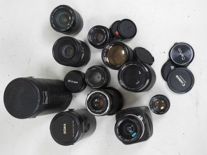 Set of ten lenses for various cameras, including...