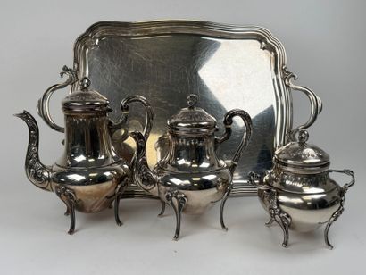 Partie de service à thé et café en métal...