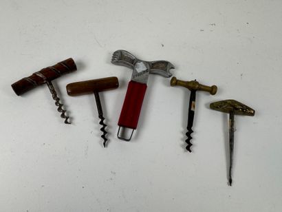 Collection de 5 tire-bouchons en bronze,...
