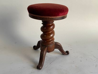 Molded wood tripod piano stool, twisted shaft,...