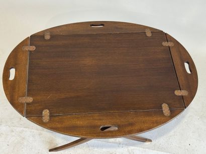 Stained wood marine table with removable...