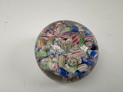 Sulfide paperweight ball in molded glass...