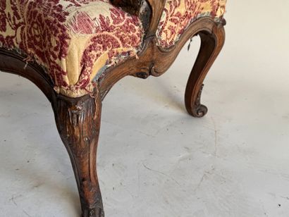 Queen's armchair in molded and carved walnut...