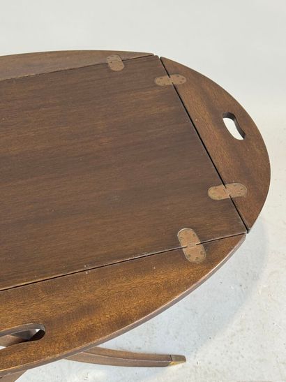 Stained wood marine table with removable...