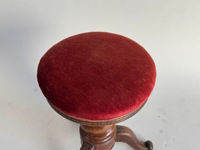 Molded wood tripod piano stool, twisted shaft,...