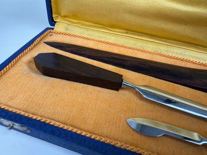 Suite of two desk sets, one in filled silver,...