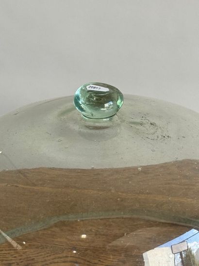 Circular garden bell in blown glass, hot-applied...