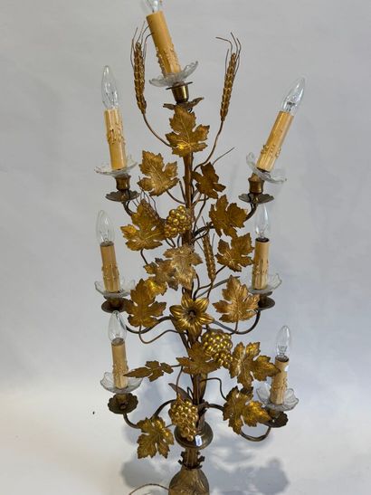 7-light gilt brass church candelabra decorated...