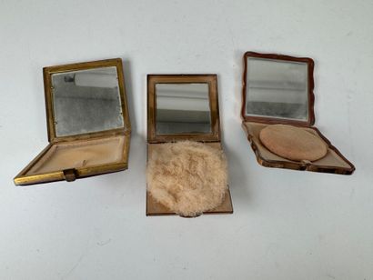 Three powder cases in gilded and lacquered...
