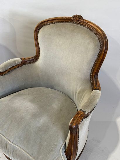 Pair of molded and carved wood bergères,...