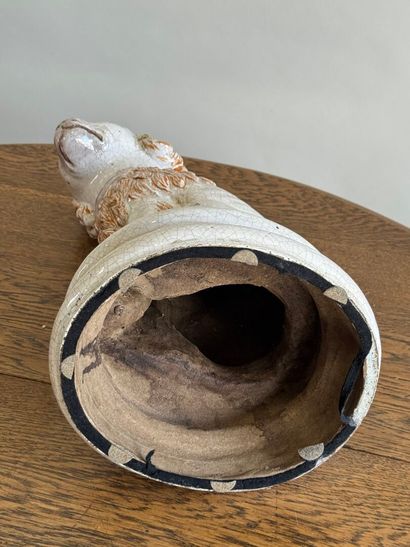 Pair of large crackled and polychromed earthenware...