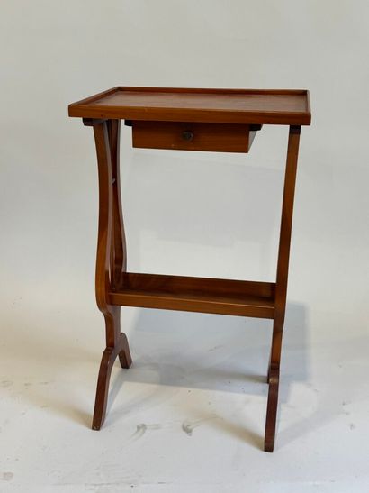 Small cherry wood table opening with a drawer,...