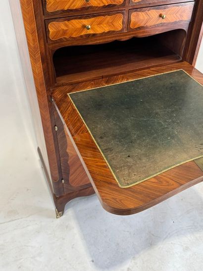 Wood and veneer writing desk opening with...