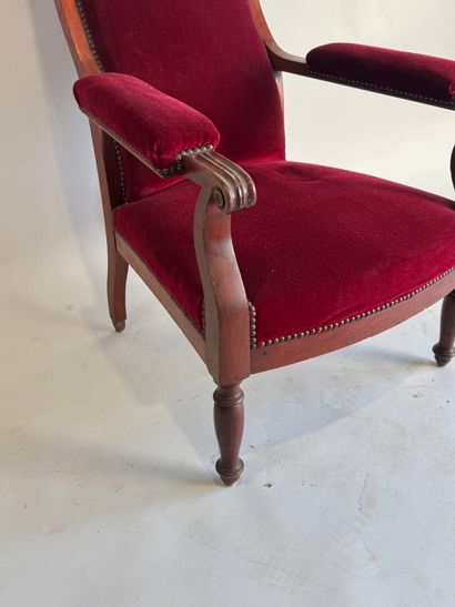 Voltaire armchair in molded and stained wood,...