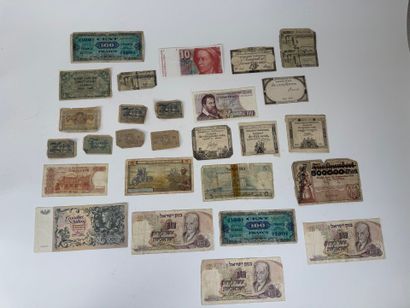 Lot of banknotes, assignats and coupons.
(wear,...
