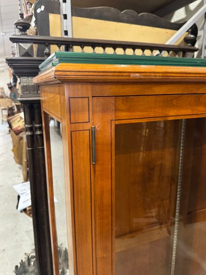 Three-door molded cherrywood display case,...
