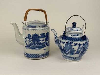 ASIA, 20th C. Two blue and white porcelain...