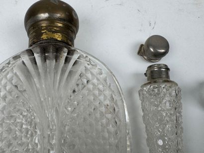 Set of four crystal and cut-glass salt or...