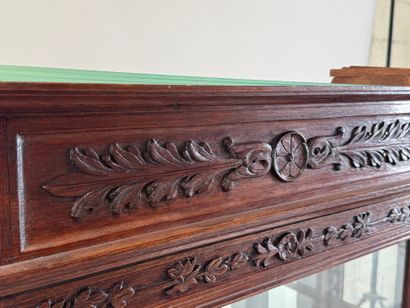 Moulded, carved and stained oak display case...