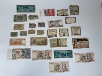 Lot of banknotes, assignats and coupons.
(wear,...
