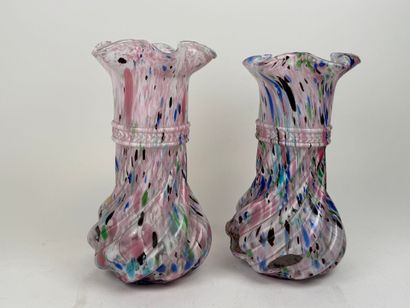 Two baluster vases with torsos and wavy necks...
