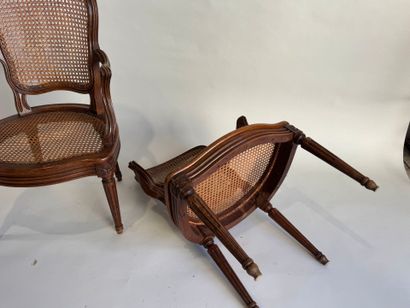 Pair of molded and carved wooden armchairs...