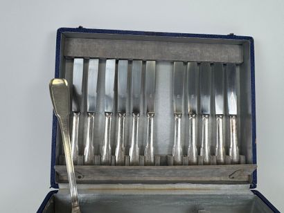 Set of silver-plated cutlery, filet pattern,...
