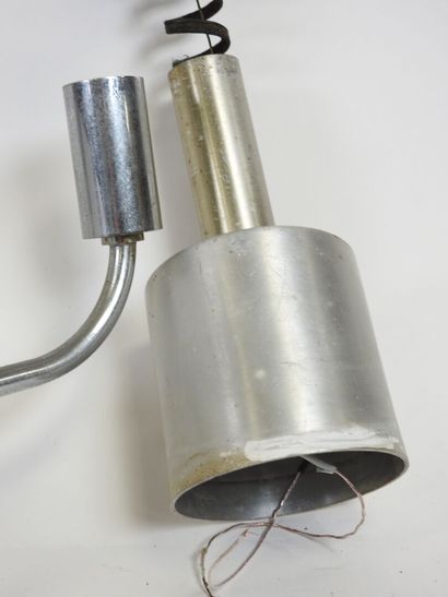 Suspension lamp in chromed metal with three...