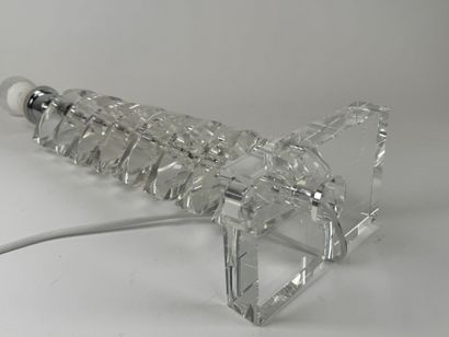 Crystal lamp, rectangular base, stylized...