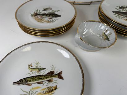 Part of a polychrome and gold porcelain fish...