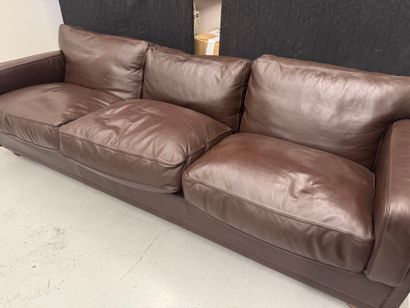 POLTRONE FRAU. 
Three-seat brown leather...