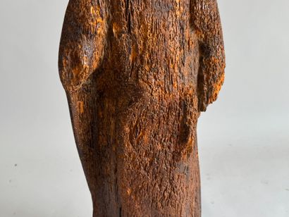 Wooden sculpture of an ecclesiastical figure....