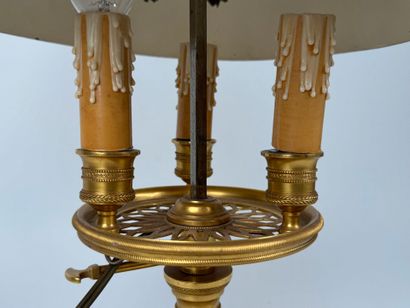 Gilt bronze and chased three-light 