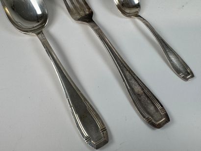 Part of a silver-plated menagère, filigree...