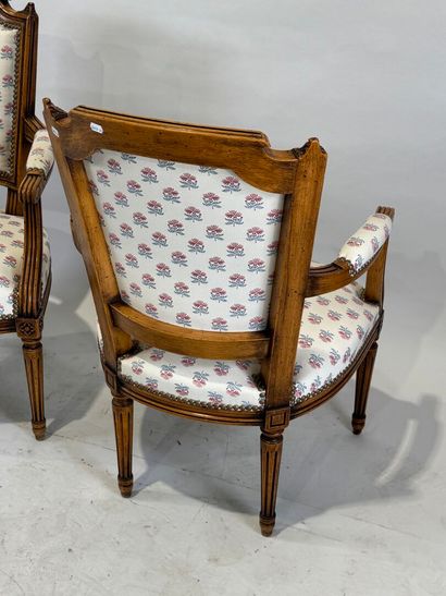 Pair of molded cherrywood armchairs, with...