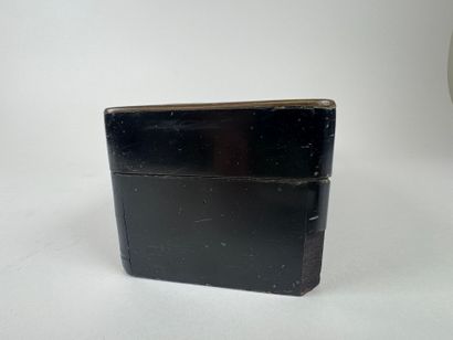 Blackened wood and brass fillet glove box,...