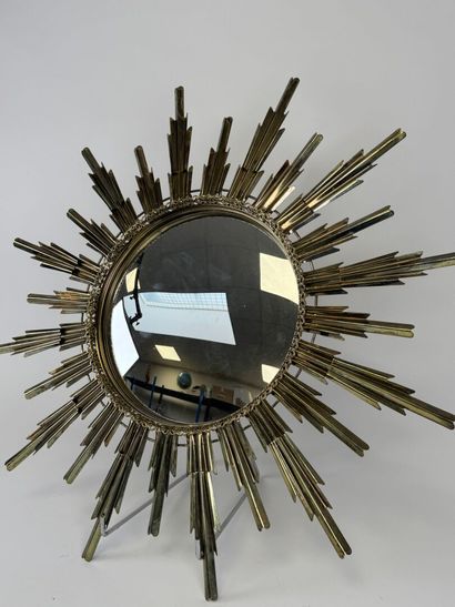 Circular Witch mirror in gilded and openwork...