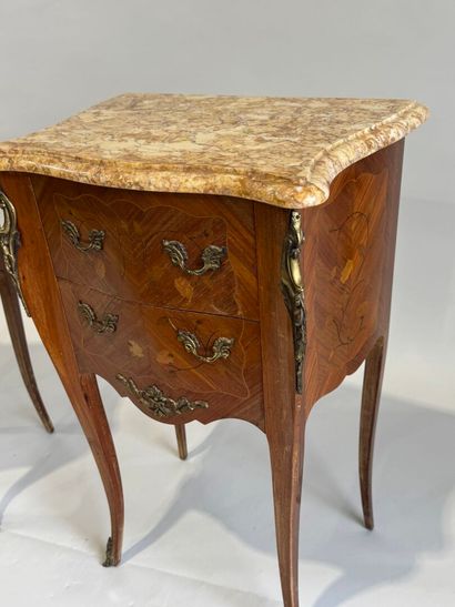 Pair of bedside tables in wood, rosewood...