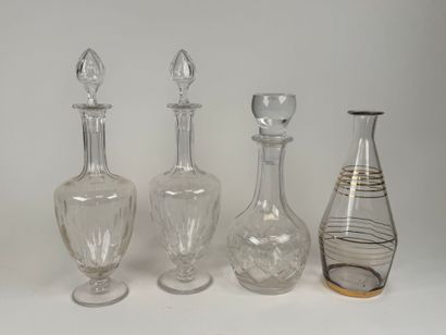 Pair of crystal decanters decorated with...